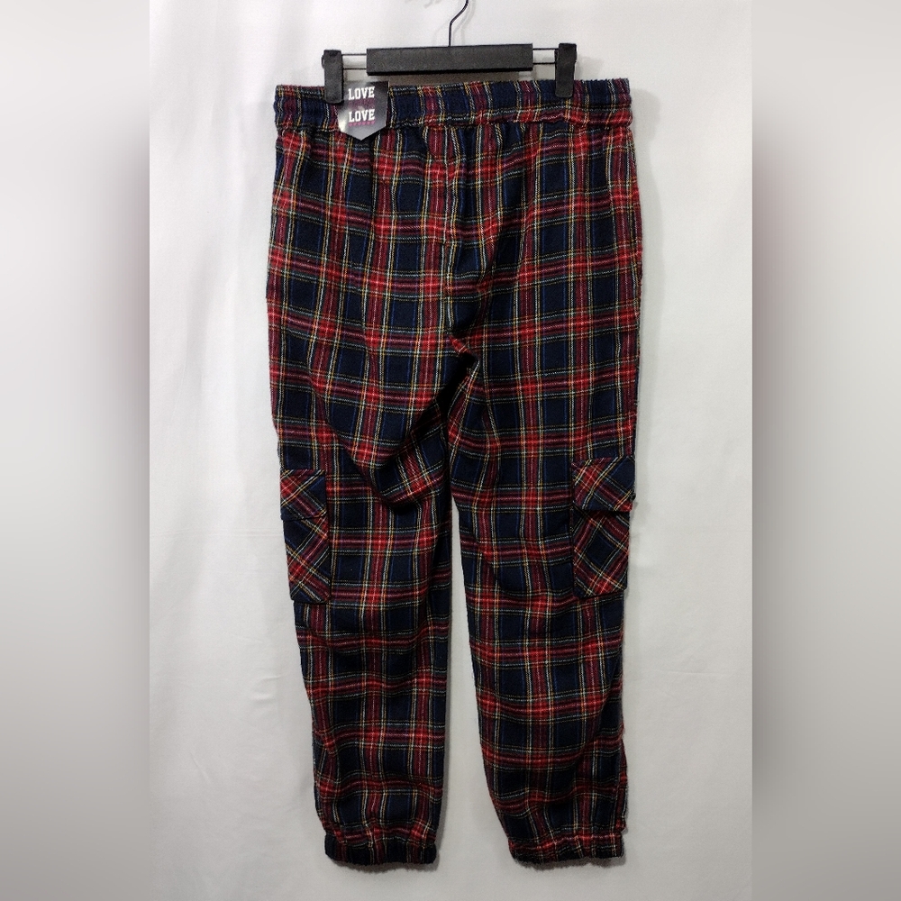 NWT Love Love Love Plaid Cargo Pants Women's L Multicolor Boho Retro Holiday Y2K - Picture 5 of 10